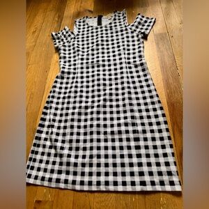 Michael Michael Kors Cotton Plaid Checkered Dress Medium Short Sleeve Size S